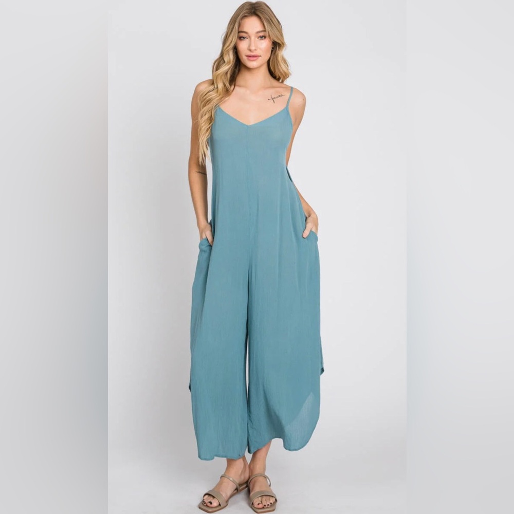 Stitch + Feather Cami Jumpsuit with Back Tie - Picture 5 of 12